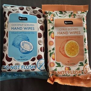 b•PURE HAND WIPES INFUSED WITH ESSENTIAL OILS - 2 PACK. Exact product in photo!
